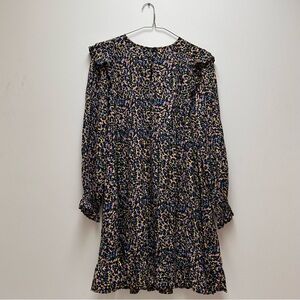 Scotch & Soda Vibrant Patterned Keyhole Front Ruffle Dress